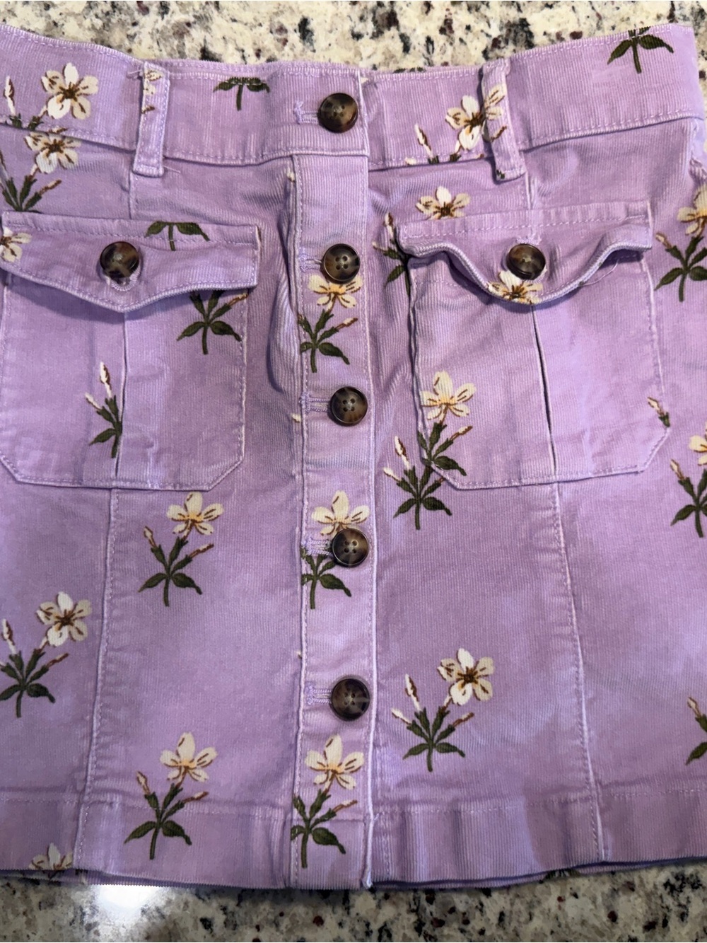 Vineyard Vines Lavender Floral Button-Front Skirt